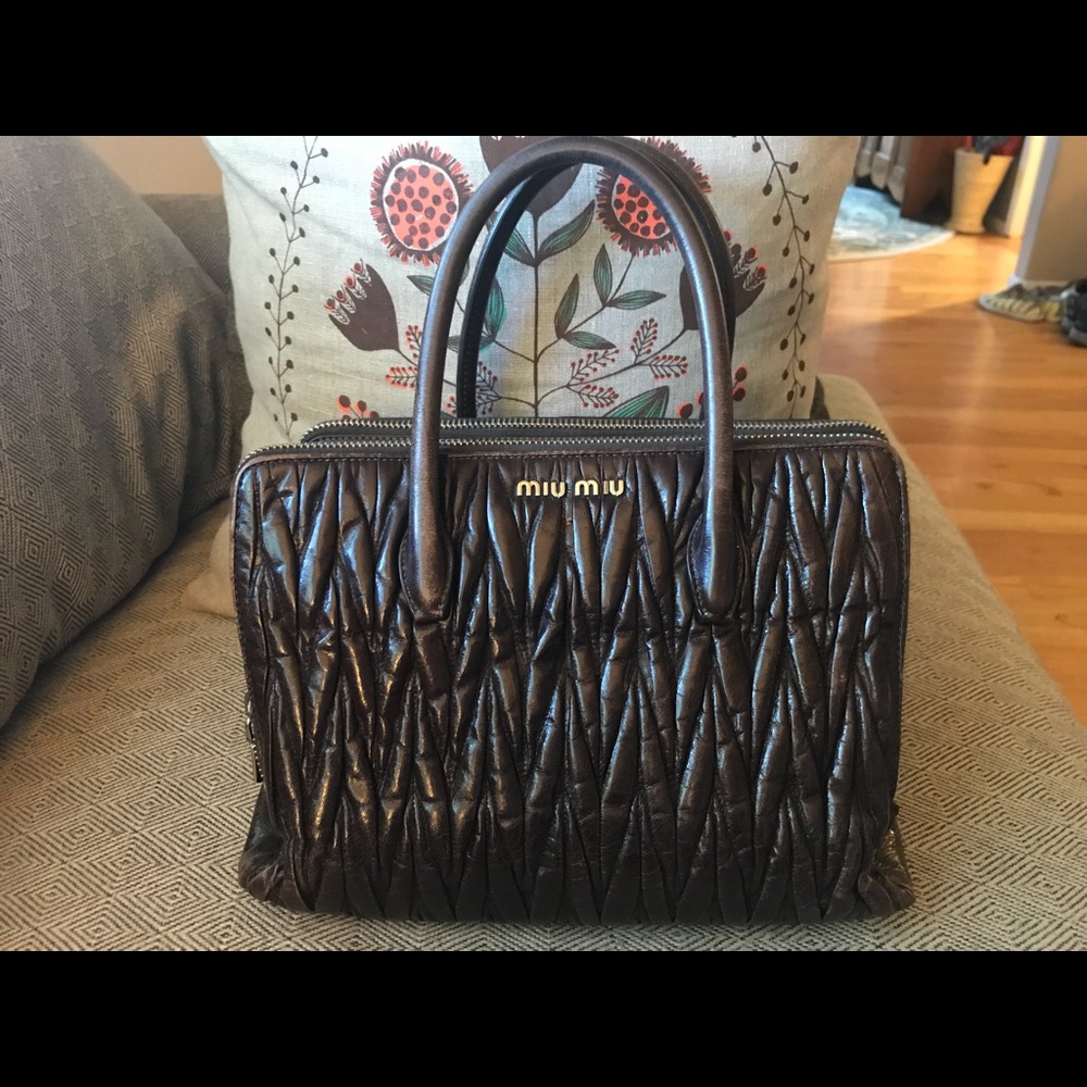 Gorgeous chocolate brown leather Miu Miu purse